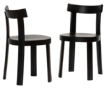Bla Station Frankfurter chairs in front and side views in timber material with black finishes.