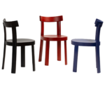 Bla Station Frankfurter chairs in timber with different finishes, shown side by side.