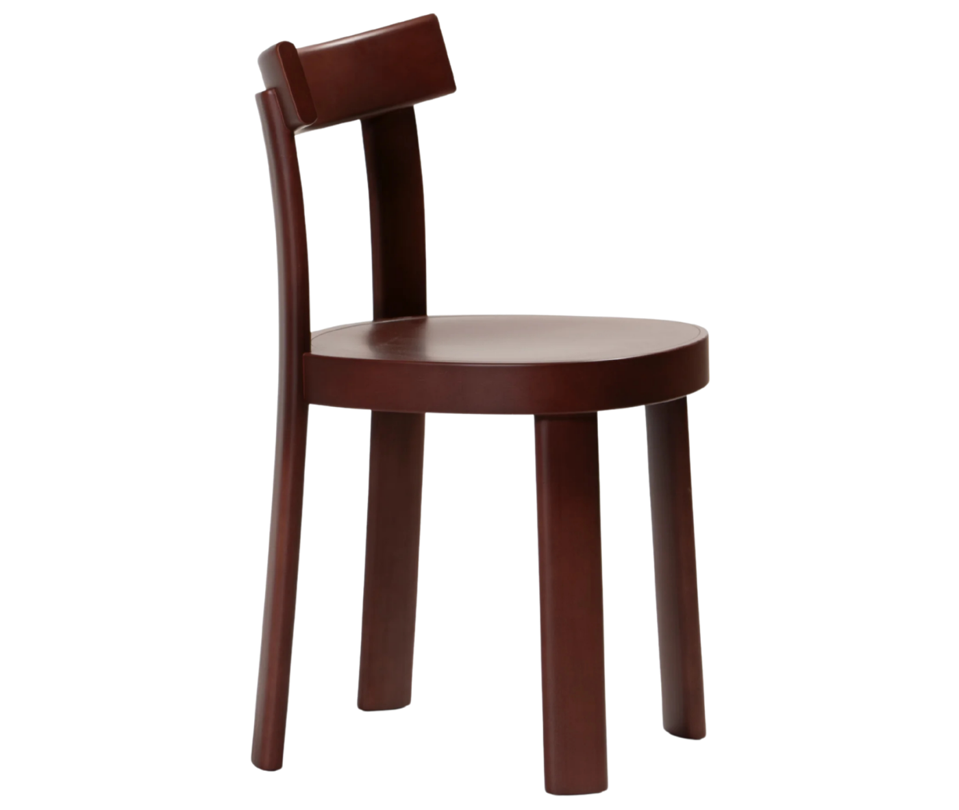 Bla Station Frankfurter chair in right-side view, crafted entirely from timber in dark brown finish.