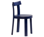 Bla Station Frankfurter chair in right-side view, crafted entirely from timber in blue finish.