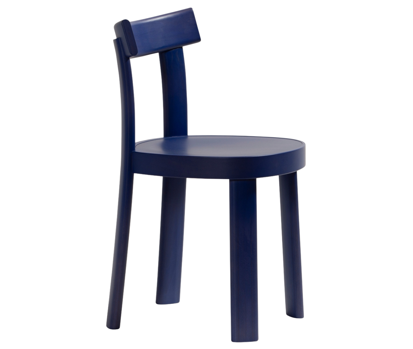 Bla Station Frankfurter chair in right-side view, crafted entirely from timber in blue finish.