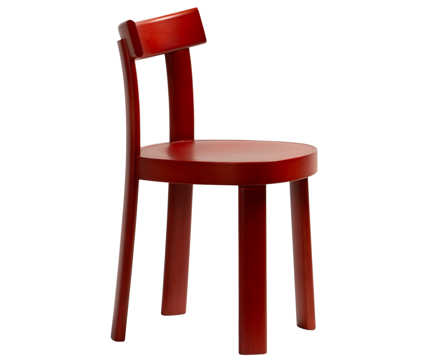 Bla Station Frankfurter chair in right-side view, crafted entirely from timber in red finish.