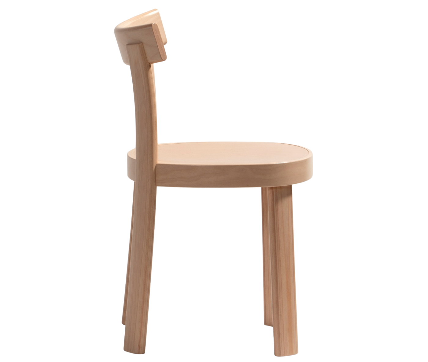 Bla Station Frankfurter chair in right-side view, crafted entirely from timber.