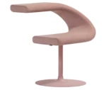 Bla Station Innovation C-shaped chair in front-right view, combining seating and a tabletop with light pink upholstery.