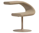 Bla Station Innovation C-shaped chair in front-right view, combining seating and a tabletop with beige upholstery.