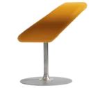 Bla Station Innovation C-shaped chair in a side view, combining seating and a tabletop with yellow upholstery.