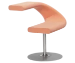 Bla Station Innovation C-shaped chair in front-right view, combining seating and a tabletop with peach upholstery.