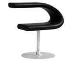 Bla Station Innovation C-shaped chair in front view, combining seating and a tabletop with leather upholstery.