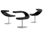 Bla Station Innovation C chairs with metal pedestal bases in black upholstery.