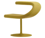Bla Station Innovation C-shaped chair in front-left view, combining seating and a tabletop with peach upholstery.