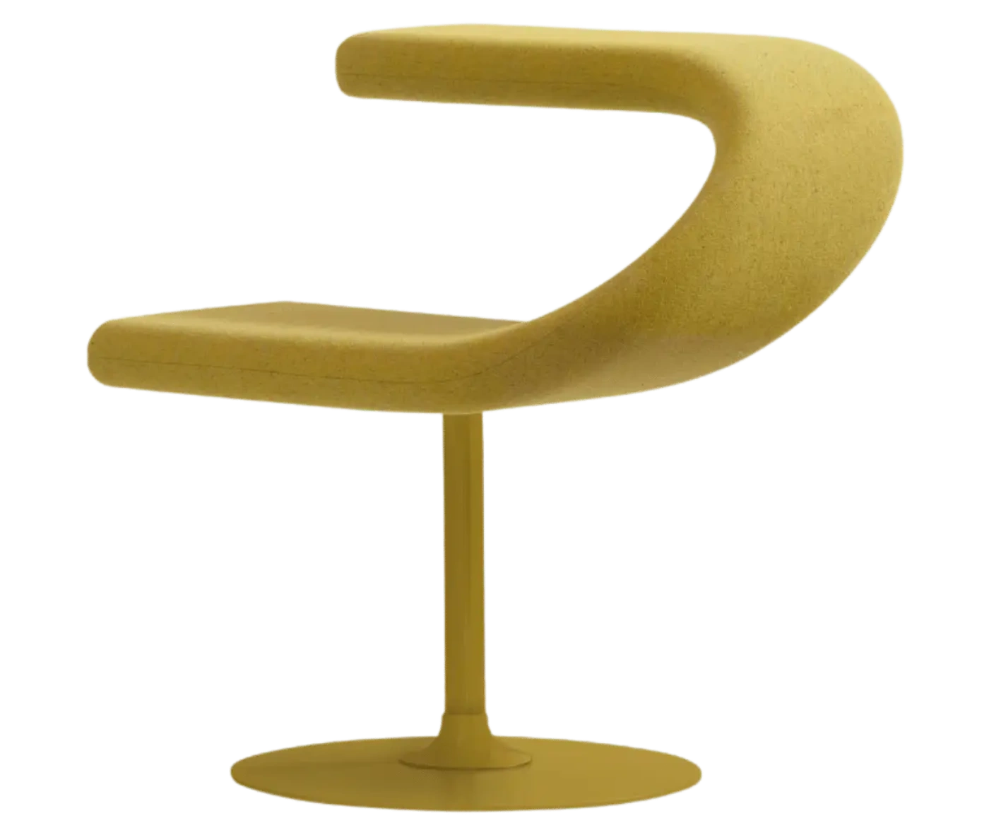 Bla Station Innovation C-shaped chair in front-left view, combining seating and a tabletop with peach upholstery.