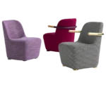 Bla Station Jackson lounge chairs in different upholstery, featuring curved backrests and armrests.