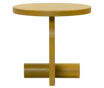 Bla Station LIV side table in side view in mustard yellow finish with a round timber top and base.