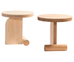 Bla Station LIV side tables in natural wood finish with a round timber top and timber base.