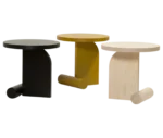 Bla Station LIV side tables lined up in assorted finish with a round timber top and timber base.