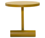 Bla Station LIV side table in side view in mustard yellow finish with a round timber top and timber base.
