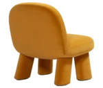Bla Station Max lounge chair, rear view in mustard yellow upholstery with rounded backrest, thick cushioned seat and upholstered legs.