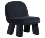 Bla Station Max lounge chair, front-right view in dark upholstery with rounded backrest, thick cushioned seat and upholstered legs.
