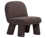 Bla Station Max lounge chair, front-right view in dark grey upholstery with rounded backrest, thick cushioned seat and upholstered legs.