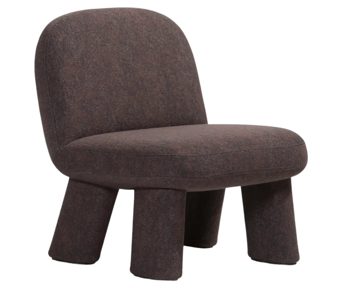 Bla Station Max lounge chair, front-right view in dark grey upholstery with rounded backrest, thick cushioned seat and upholstered legs.