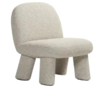 Bla Station Max lounge chair, front-right view in white upholstery with rounded backrest, thick cushioned seat and upholstered legs.