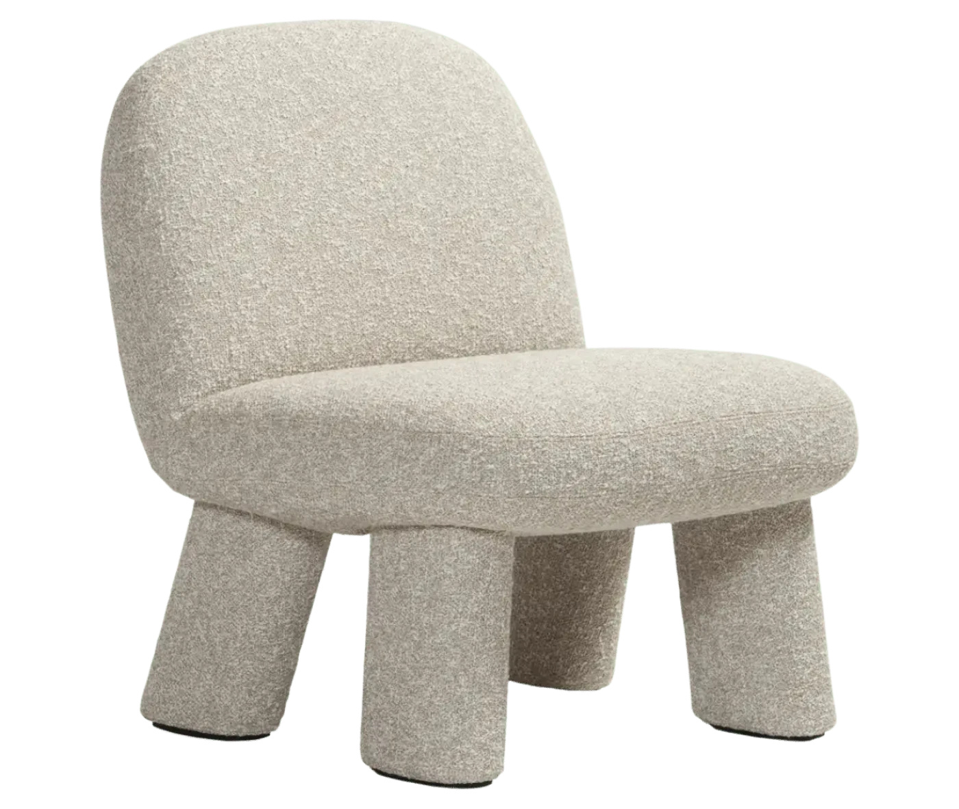 Bla Station Max lounge chair, front-right view in white upholstery with rounded backrest, thick cushioned seat and upholstered legs.