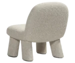 Bla Station Max lounge chair, back view in white upholstery with rounded backrest, thick cushioned seat and upholstered legs.