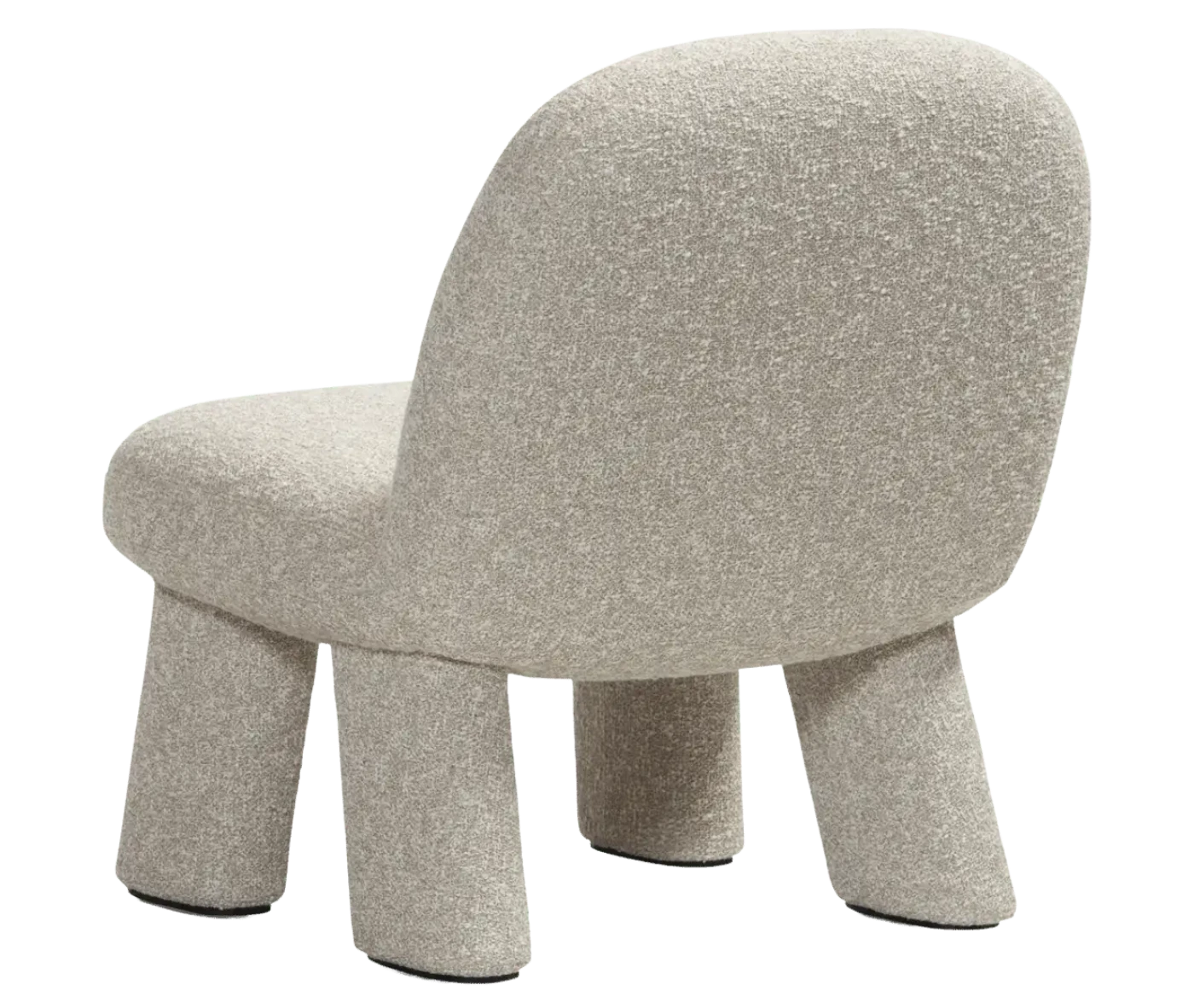 Bla Station Max lounge chair, back view in white upholstery with rounded backrest, thick cushioned seat and upholstered legs.