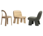 Bla Station OM chair, Maximus, and Max lounge chairs, with natural timber and fully upholstered finishes.