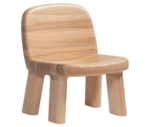 Bla Station Maximus chair in front-right view in natural timber with rounded backrest and legs.