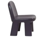 Bla Station Maximus chair, right-side view in dark-finished timber with rounded backrest and legs.