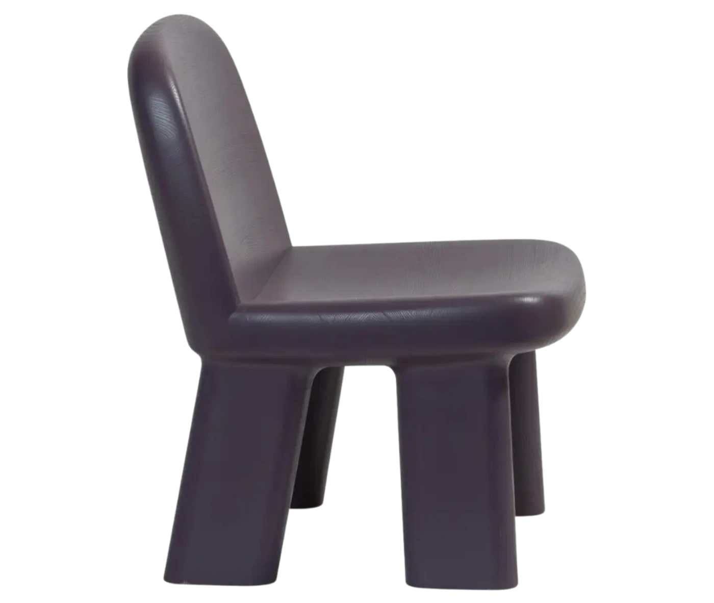 Bla Station Maximus chair, right-side view in dark-finished timber with rounded backrest and legs.