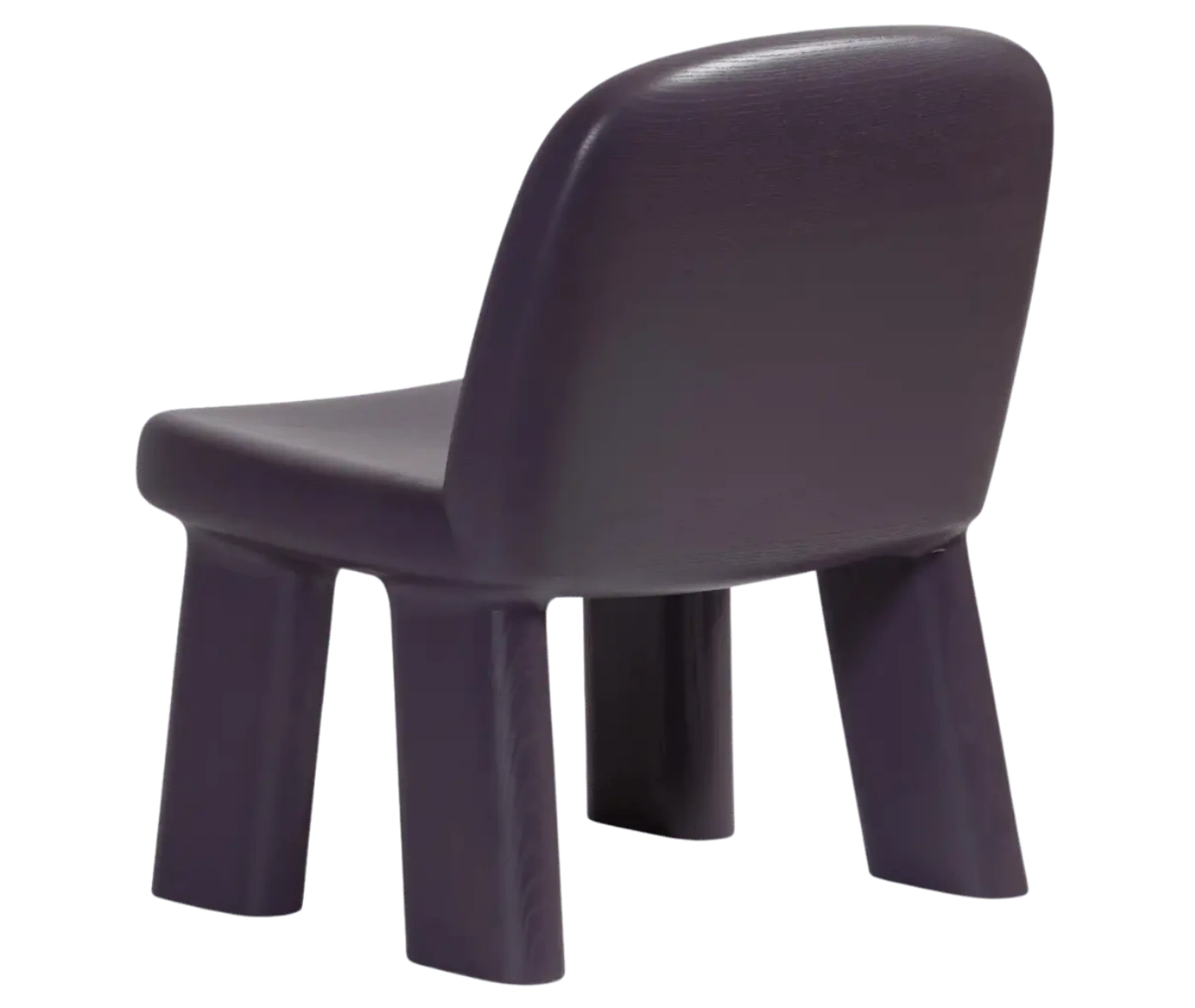 Bla Station Maximus chair, back view in dark-finished timber with rounded backrest and legs.