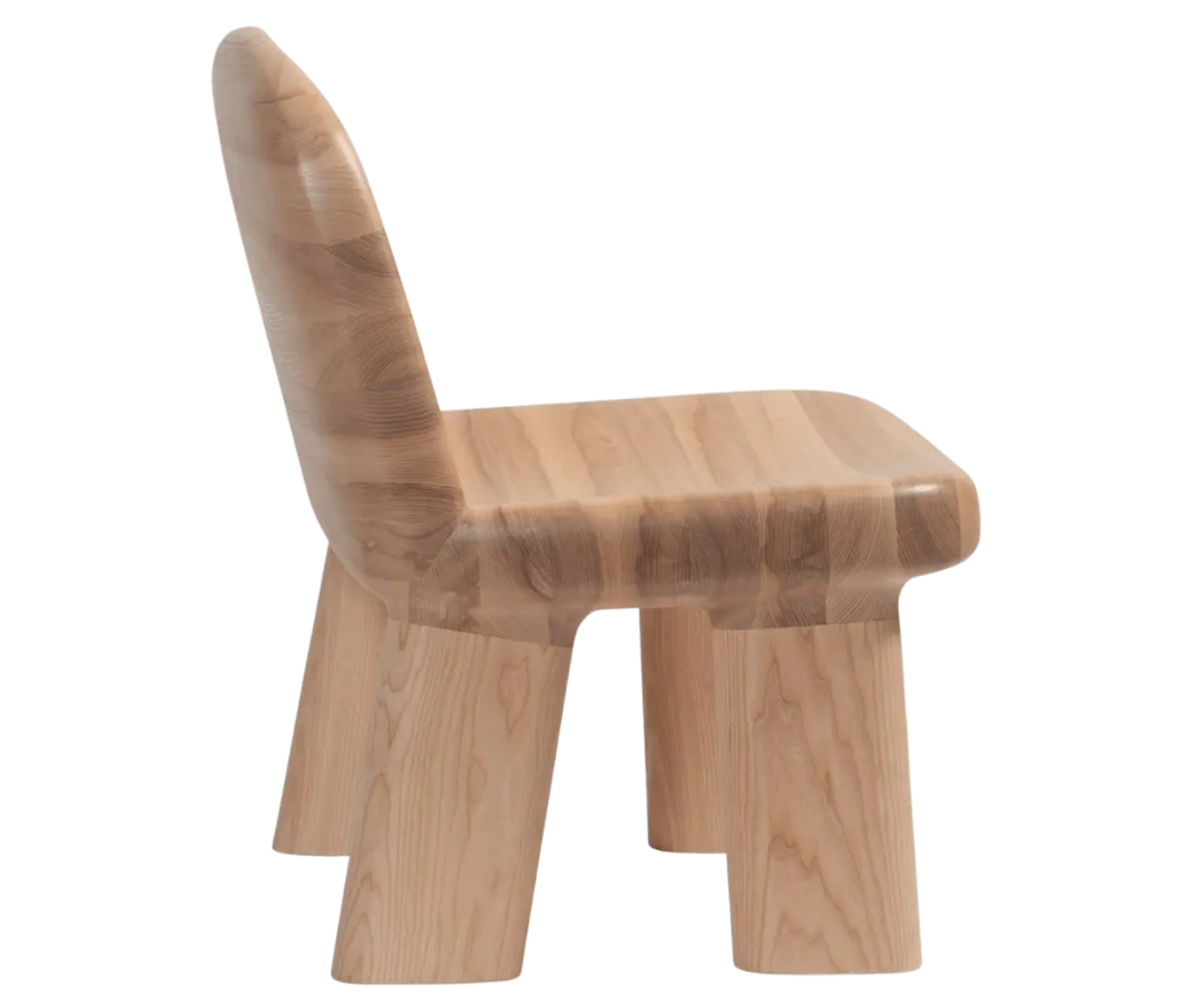 Bla Station Maximus chair in natural timber with rounded backrest and legs.