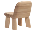 Bla Station Maximus chair in back view in natural timber with rounded backrest and legs.