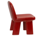 Bla Station Maximus chair in red-finished timber with rounded backrest and legs.