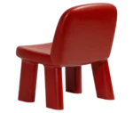 Bla Station Maximus chair, back view in red-finished timber with rounded backrest and legs.