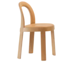Bla Station OM chair, right-side view in natural timber with cream upholstered seat and backrest, and slim legs.