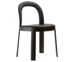Bla Station OM chair, front-right view in black timber with black upholstered seat and backrest, and slim legs.