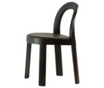 Bla Station OM chair, left-side view in black timber with black upholstered seat and backrest, and slim legs.