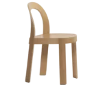 Bla Station OM chair, angled right view in natural timber with curved backrest and slim legs.