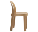 Bla Station OM chair, right-side view in natural timber with curved backrest and slim legs.