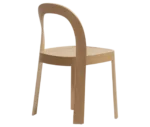 Bla Station OM chair, angled back view in natural timber with curved backrest and slim legs.