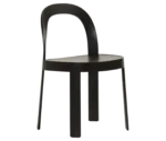Bla Station OM chair, front-right view in black timber with curved backrest and slim legs.