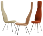 Bla Station Poppe lounge chairs in high-back with assorted upholstery and slim metal legs.