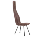Bla Station Poppe high-back lounge chair, front-right view with fully upholstered patterned seat and slim metal legs.