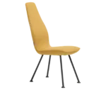 Bla Station Poppe lounge chair, front-right view with fully upholstered yellow seat and slim metal legs.