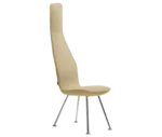 Bla Station Poppe high-back lounge chair, front-right view with fully upholstered beige seat and slim metal legs.