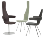 Bla Station Poppe high-back and low-back lounge chairs with fully upholstered seats and backrests.