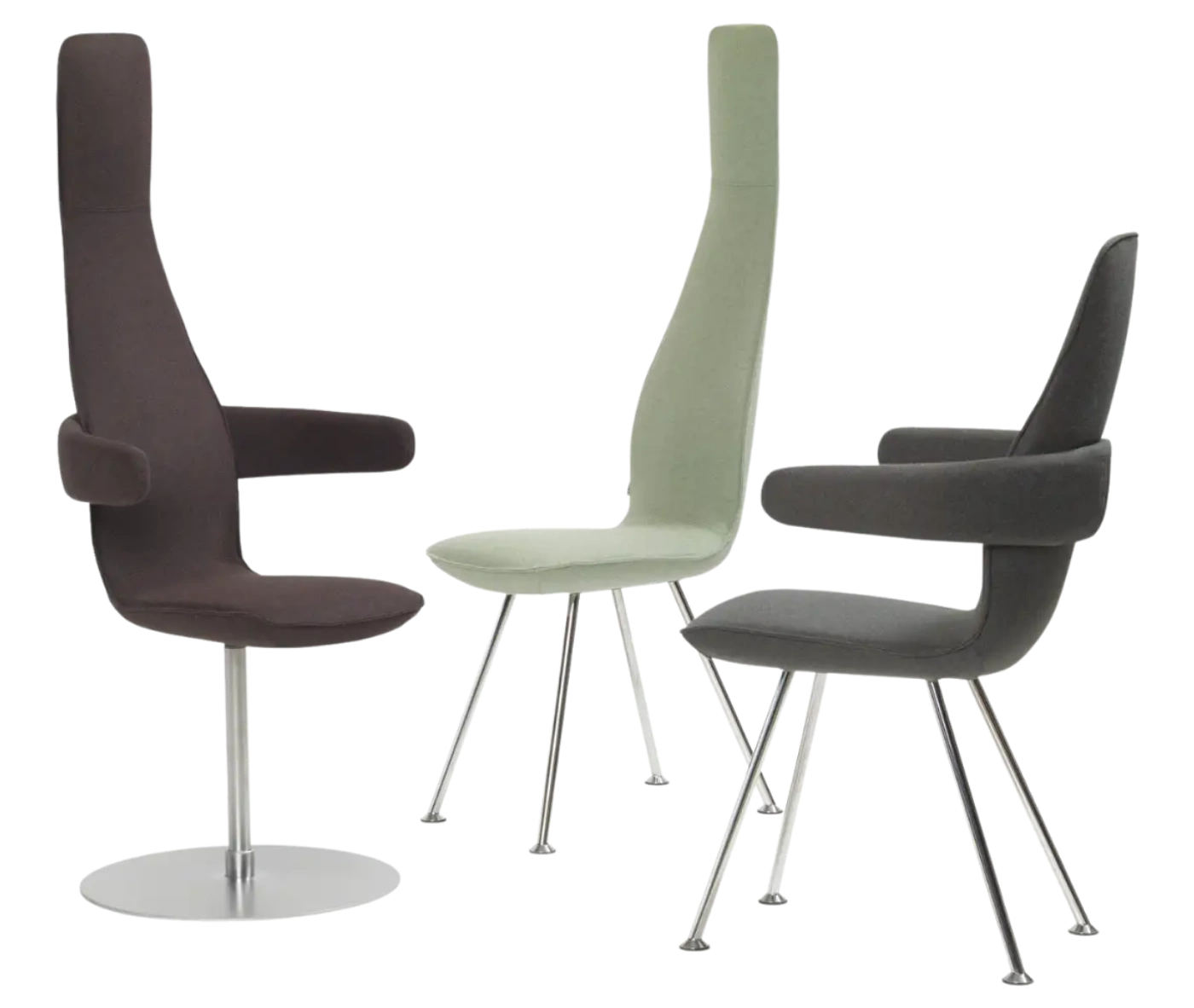 Bla Station Poppe high-back and low-back lounge chairs with fully upholstered seats and backrests.